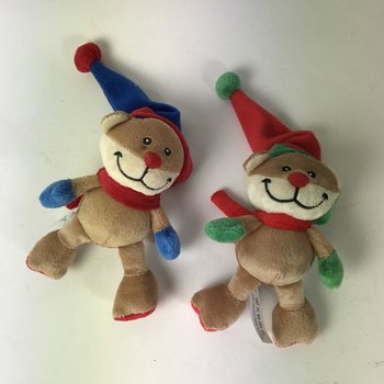 毛绒圣诞熊带圣诞帽 (12件)