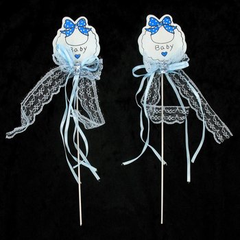 新生儿生日蛋糕插签 - 婴儿蓝 (12支入)