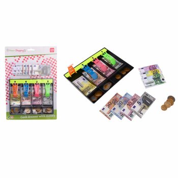 带欧元仿真币的收银抽屉玩具 - 120件套