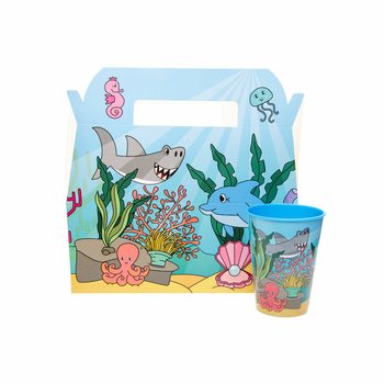 大号儿童套餐盒 大海/海洋主题 - 22.5 x 12 x 9.5 厘米 (24个)