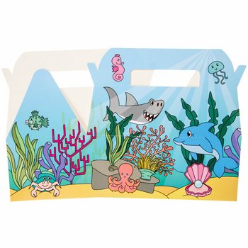 大号儿童套餐盒 大海/海洋主题 - 22.5 x 12 x 9.5 厘米 (24个)