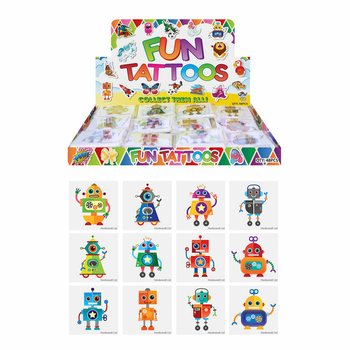 FUN TATTOO'S 趣味纹身贴 - 机器人款，每包12张 展示盒装 (48包)