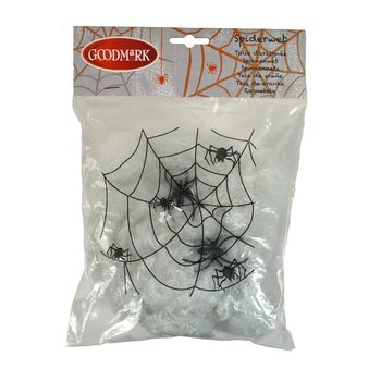 万圣节装饰蜘蛛网带2只蜘蛛（4件装）