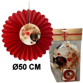 圣尼古拉斯节日装饰折叠纸扇 Ø50 CM - 易折叠 (6个装)