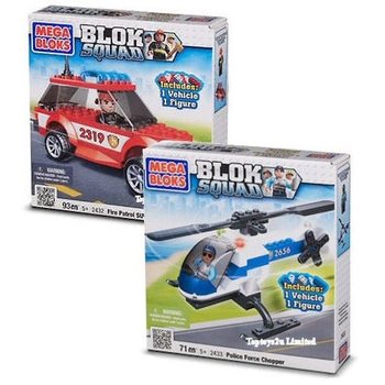 美高 MEGABLOKS - 消防巡逻SUV和警力直升机组装积木 (2盒装)