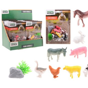 ANIMAL WORLD - 农场动物玩具套装 12件装 - 展示盒装 (12套)