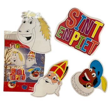 SINTERKLAAS SINT & PIET - 4件套双面圣尼古拉斯装饰立牌组合 (6套入)