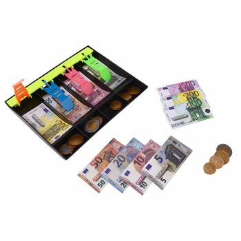带欧元仿真币的收银抽屉玩具 - 120件套