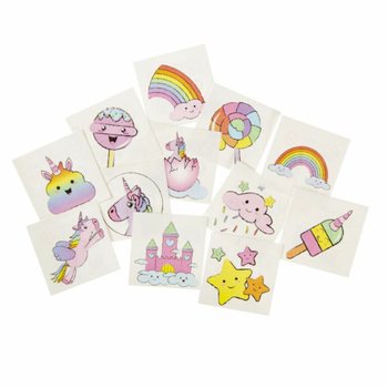 独角兽趣味纹身贴纸 - 12张/包（48包展示盒装）
