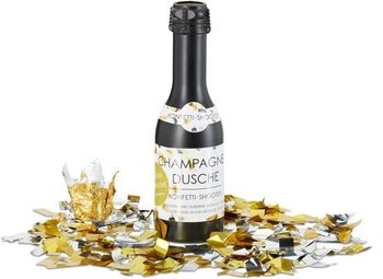 香槟瓶礼花筒 31 厘米 – 银色金色 (4个装)