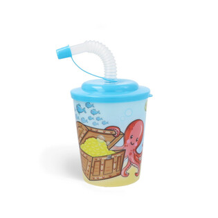 吸管饮水杯 / 冰淇淋杯 &ndash; 海洋生物系列 (12件装)